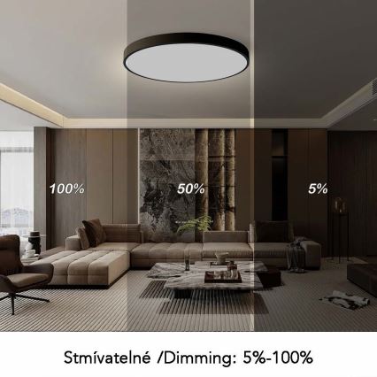Immax NEO 07314L - Plafonieră LED reglabilă SEMPLICI, 128 W, 230 V, diametru 100 cm, Wi-Fi Tuya, neagră, cu telecomandă inclusă