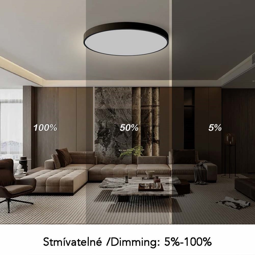 Immax NEO 07314L - Plafonieră LED reglabilă SEMPLICI, 128 W, 230 V, diametru 100 cm, Wi-Fi Tuya, neagră, cu telecomandă inclusă