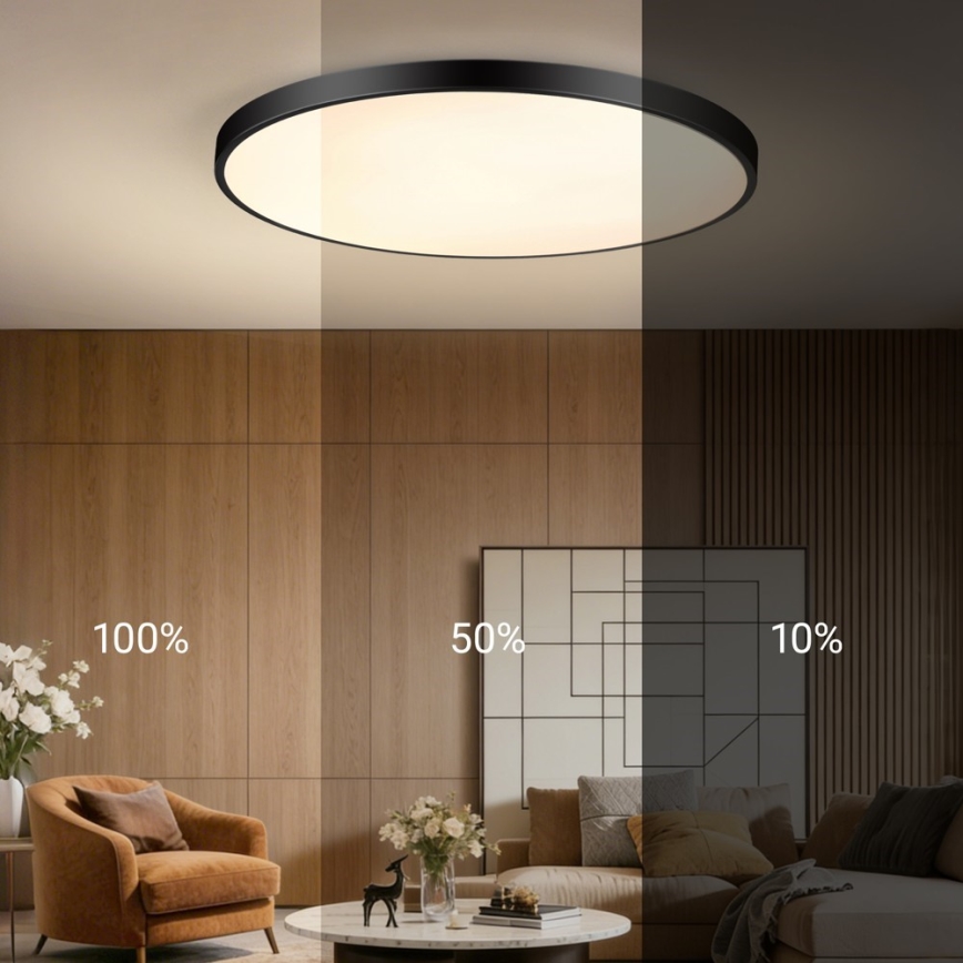 Immax NEO 07314L - Plafonieră LED reglabilă SEMPLICI, 128 W, 230 V, diametru 100 cm, Wi-Fi Tuya, neagră, cu telecomandă inclusă