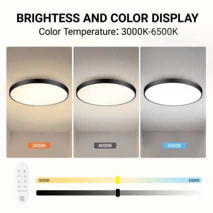 Immax NEO 07314L - Plafonieră LED reglabilă SEMPLICI, 128 W, 230 V, diametru 100 cm, Wi-Fi Tuya, neagră, cu telecomandă inclusă