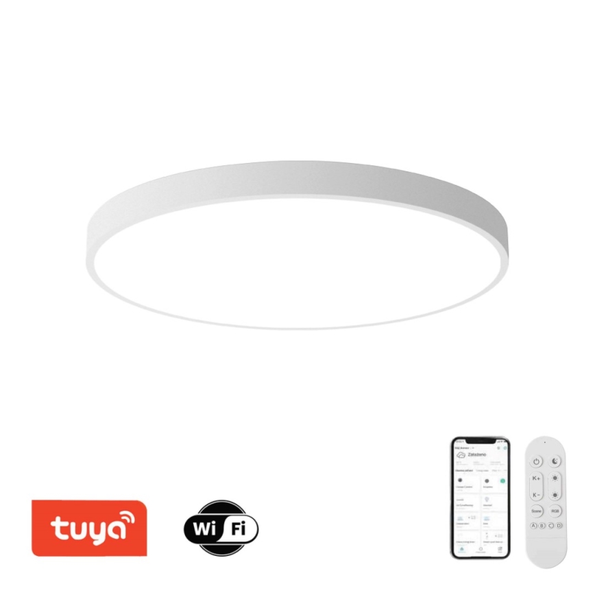 Immax NEO 07315L - Plafonieră LED dimabilă SEMPLICI LED/96W/230V Ø 80 cm Wi‑Fi Tuya albă + telecomandă la distanță