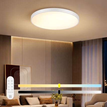 Immax NEO 07315L - Plafonieră LED dimabilă SEMPLICI LED/96W/230V Ø 80 cm Wi‑Fi Tuya albă + telecomandă la distanță