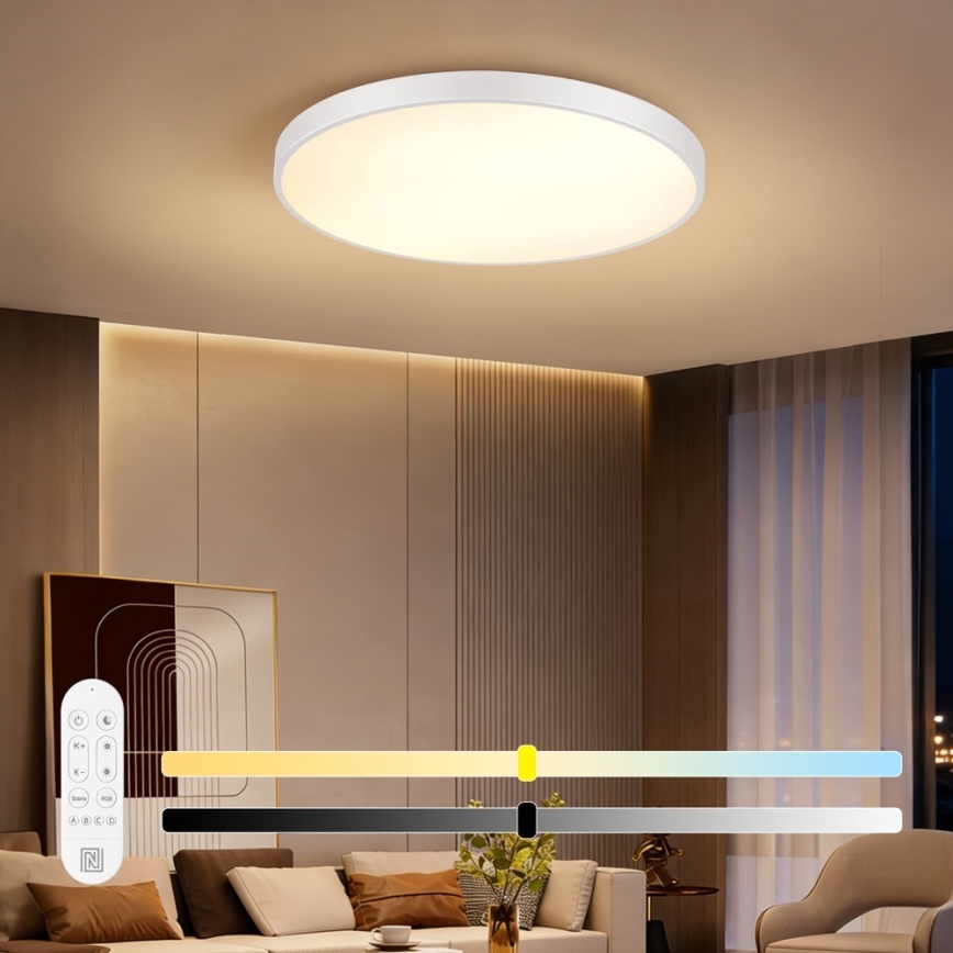 Immax NEO 07315L - Plafonieră LED dimabilă SEMPLICI LED/96W/230V Ø 80 cm Wi‑Fi Tuya albă + telecomandă la distanță