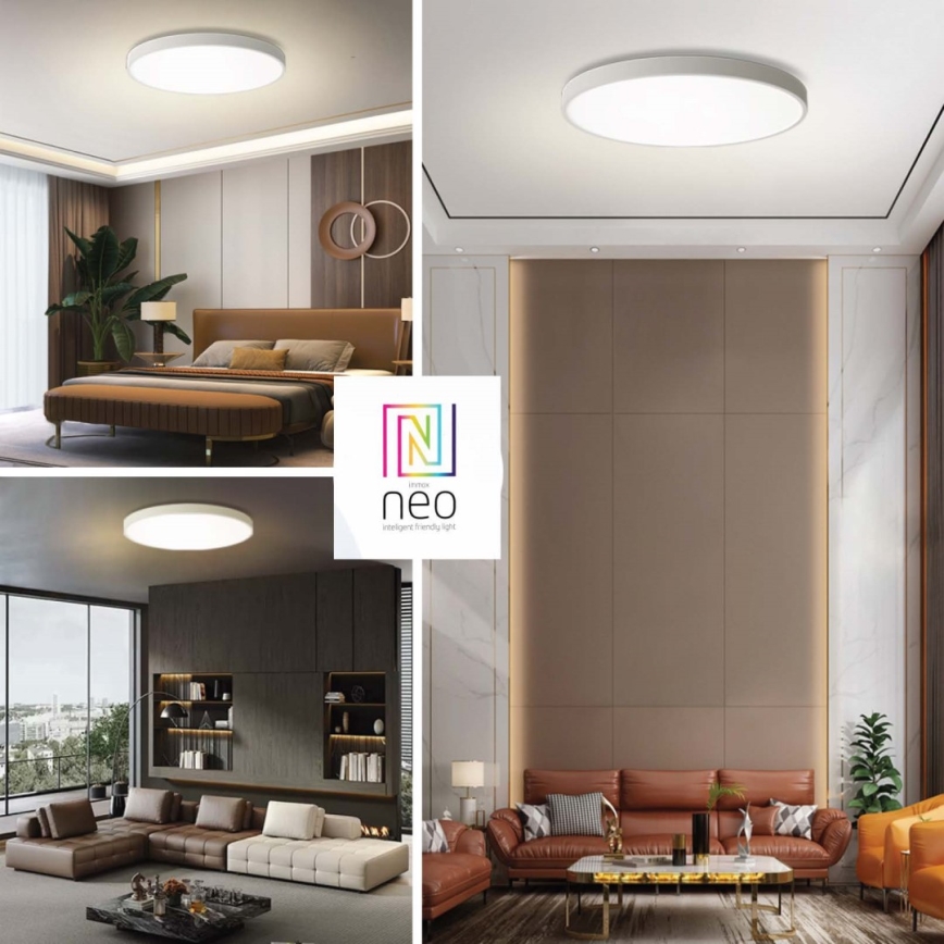 Immax NEO 07315L - Plafonieră LED dimabilă SEMPLICI LED/96W/230V Ø 80 cm Wi‑Fi Tuya albă + telecomandă la distanță