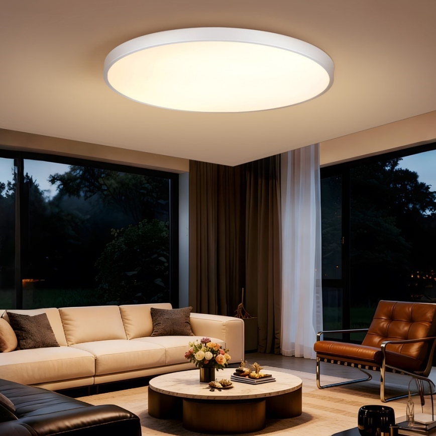 Immax NEO 07316L - Plafonieră LED dimabilă SEMPLICI LED/128W/230V, diam. 100 cm, Wi‑Fi Tuya, albă + telecomandă
