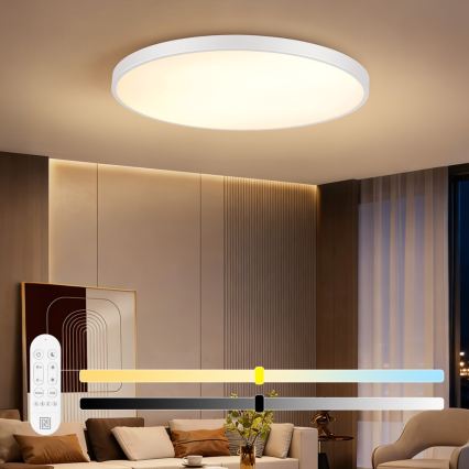 Immax NEO 07316L - Plafonieră LED dimabilă SEMPLICI LED/128W/230V, diam. 100 cm, Wi‑Fi Tuya, albă + telecomandă