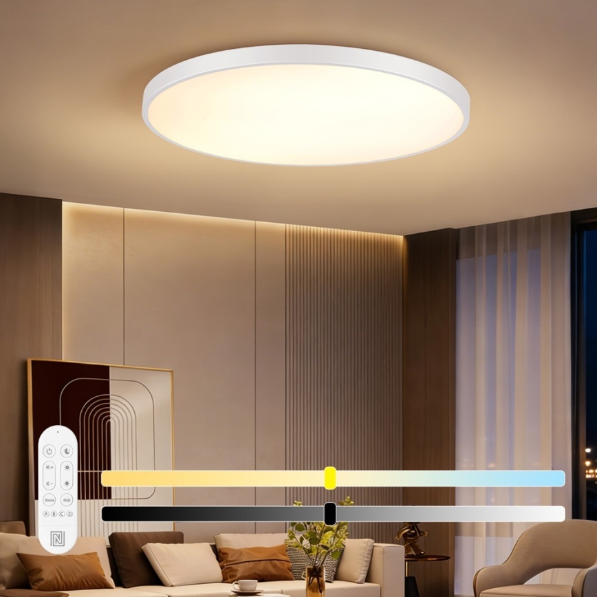 Immax NEO 07316L - Plafonieră LED dimabilă SEMPLICI LED/128W/230V, diam. 100 cm, Wi‑Fi Tuya, albă + telecomandă