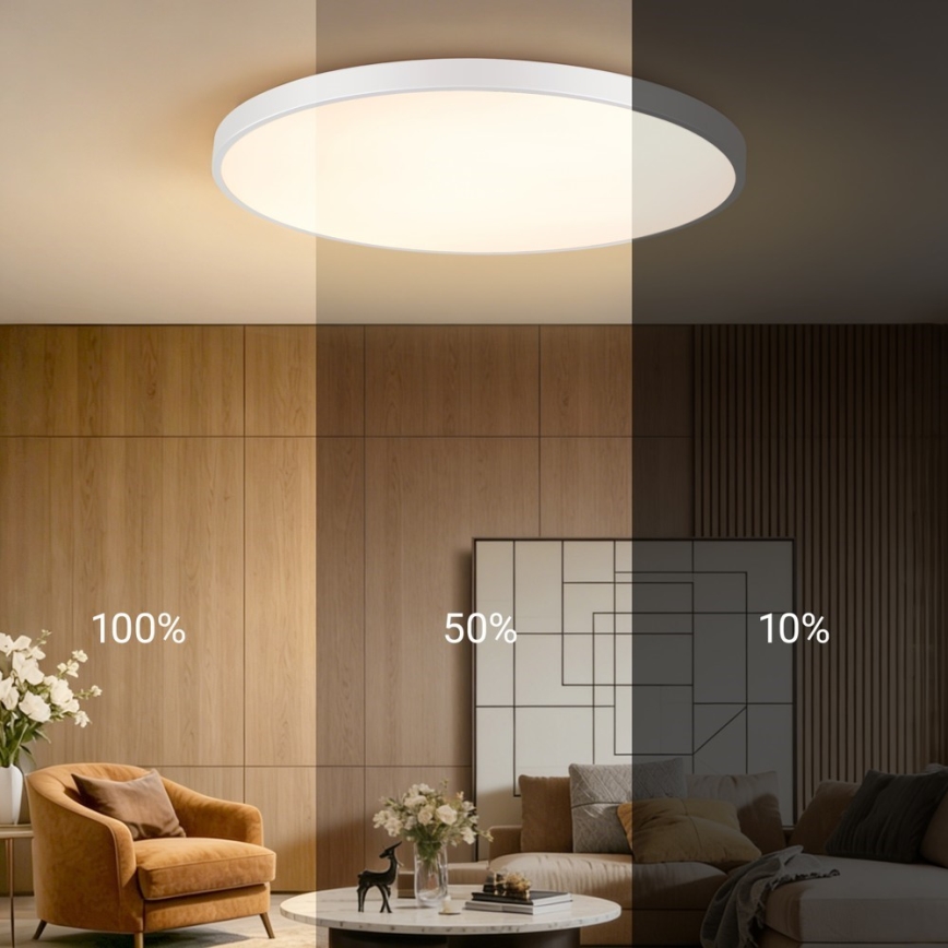 Immax NEO 07316L - Plafonieră LED dimabilă SEMPLICI LED/128W/230V, diam. 100 cm, Wi‑Fi Tuya, albă + telecomandă