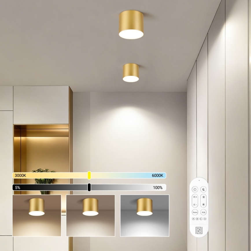 Immax NEO 07317L - Plafonieră LED dimabilă RONDATE LED/18W/230V Ø 11,5 cm Wi‑Fi Tuya aurie