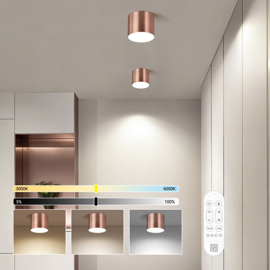 Immax NEO 07319L - plafonier LED dimabil RONDATE LED/18W/230V, diametru 11,5 cm, Wi-Fi Tuya, roz auriu
