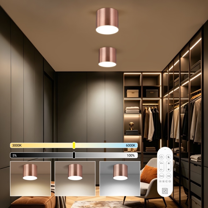 Immax NEO 07320L - Plafonieră LED dimabilă RONDATE LED/32W/230V diam. 16,5 cm Wi-Fi Tuya aur roz