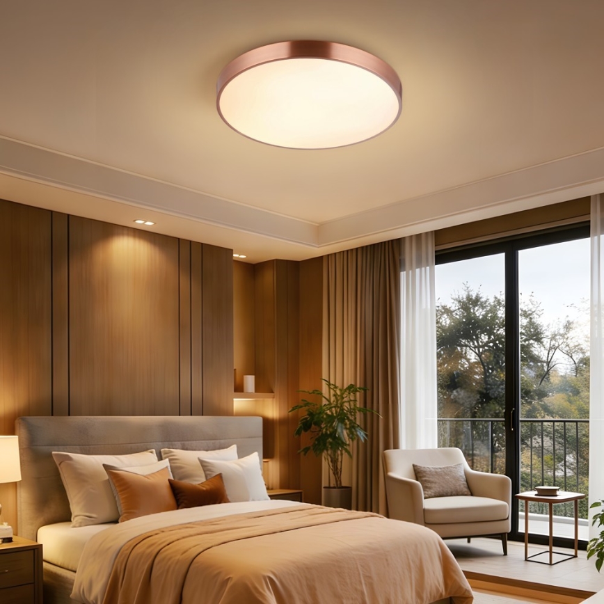 Immax NEO 07321L - Plafonieră LED dimabilă NEO LITE SEMPLICI LED/36W/230V, Ø 40 cm, Tuya, aur roz + telecomandă