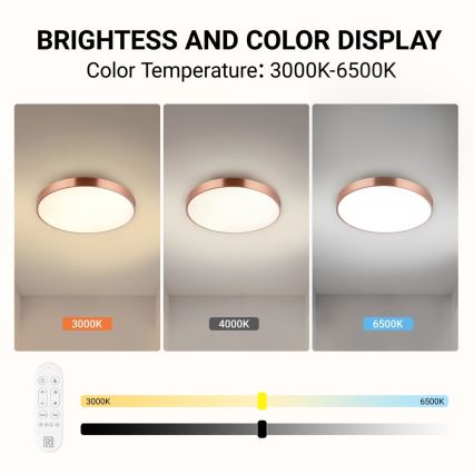 Immax NEO 07321L - Plafonieră LED dimabilă NEO LITE SEMPLICI LED/36W/230V Ø 40 cm, finisaj cupru + telecomandă