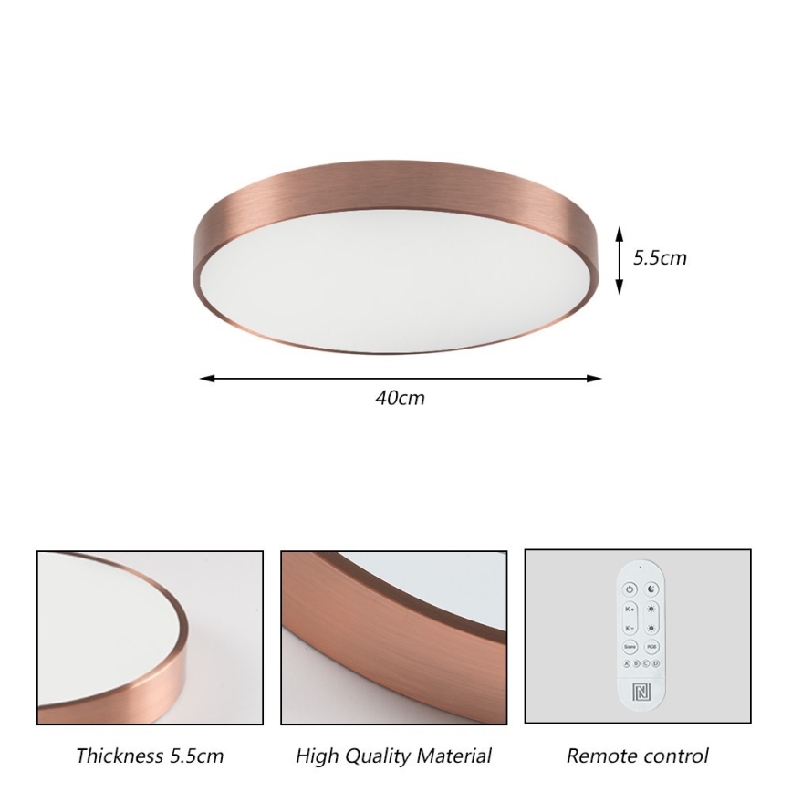 Immax NEO 07321L - Plafonieră LED dimabilă NEO LITE SEMPLICI LED/36W/230V Ø 40 cm, finisaj cupru + telecomandă
