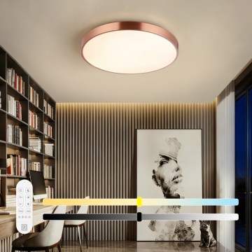 Immax NEO 07322L - Lampă de tavan LED dimerizabilă NEO LITE SEMPLICI LED/60W/230V Ø 60 cm Tuya roz auriu + telecomandă