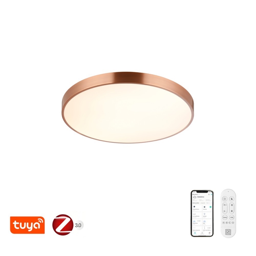 Immax NEO 07322L - Lampă de tavan LED dimerizabilă NEO LITE SEMPLICI LED/60W/230V Ø 60 cm Tuya roz auriu + telecomandă