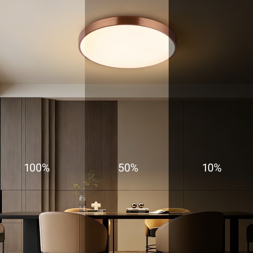 Immax NEO 07322L - Lampă de tavan LED dimerizabilă NEO LITE SEMPLICI LED/60W/230V Ø 60 cm Tuya roz auriu + telecomandă