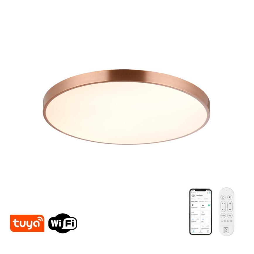 Immax NEO 07323L - Plafonieră LED dimabilă SEMPLICI LED/96W/230V Ø 80 cm Wi-Fi Tuya aur roz + telecomandă