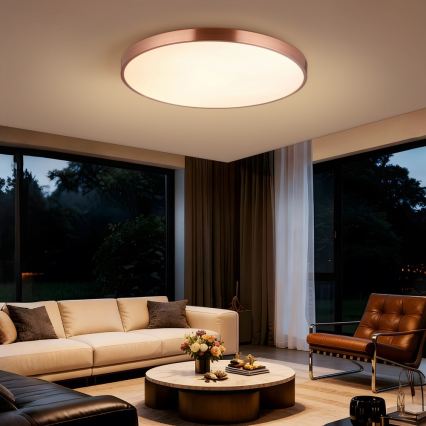 Immax NEO 07323L - Plafonieră LED dimabilă SEMPLICI LED/96W/230V Ø 80 cm Wi-Fi Tuya aur roz + telecomandă