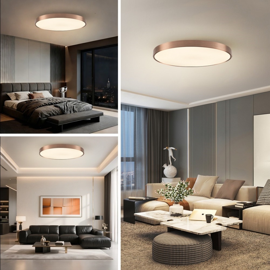 Immax NEO 07323L - Plafonieră LED dimabilă SEMPLICI LED/96W/230V Ø 80 cm Wi-Fi Tuya aur roz + telecomandă