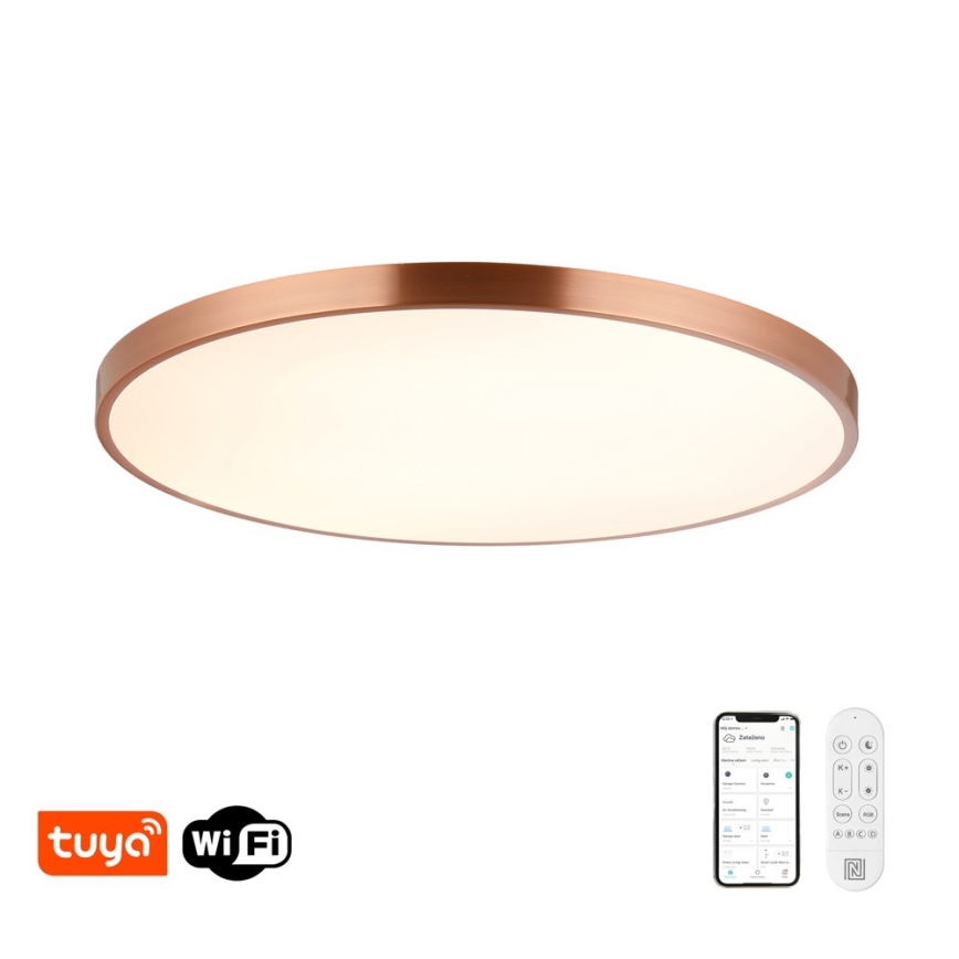 Immax NEO 07324L - Plafonieră LED reglabilă SEMPLICI, LED 128 W, 230 V, Ø 100 cm, Wi-Fi Tuya, auriu + telecomandă
