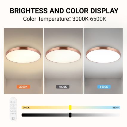 Immax NEO 07324L - Plafonieră LED reglabilă SEMPLICI, LED 128 W, 230 V, Ø 100 cm, Wi-Fi Tuya, auriu + telecomandă