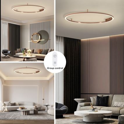 Immax NEO 07325-120C - Plafonieră LED dimabilă FINO LED/72W/230V 120 cm Tuya aur roz + telecomandă