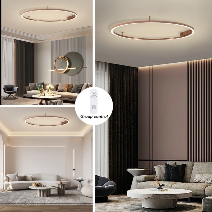 Immax NEO 07325-120C - Plafonieră LED dimabilă FINO LED/72W/230V 120 cm Tuya aur roz + telecomandă