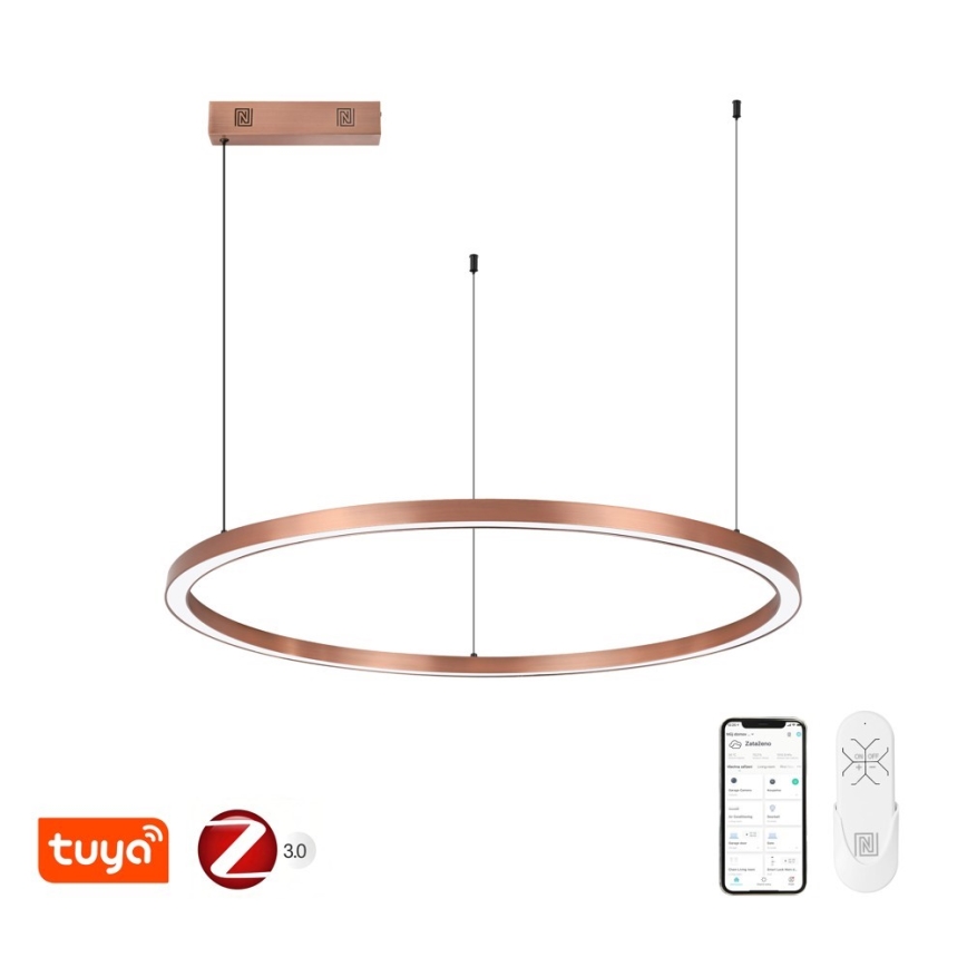 Immax NEO 07327L - lustra LED reglabilă suspendată pe cablu FINO LED/55W/230V 80 cm Tuya roz-auriu + telecomandă