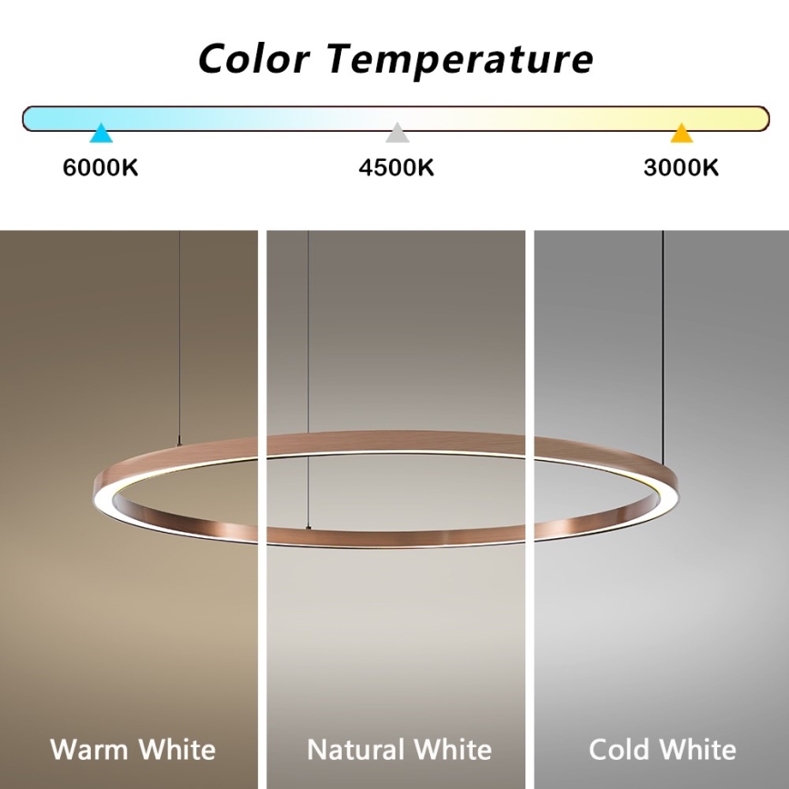 Immax NEO 07327L - lustra LED reglabilă suspendată pe cablu FINO LED/55W/230V 80 cm Tuya roz-auriu + telecomandă
