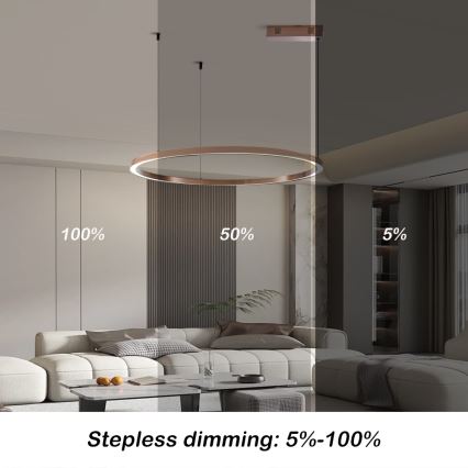 Immax NEO 07327L - lustra LED reglabilă suspendată pe cablu FINO LED/55W/230V 80 cm Tuya roz-auriu + telecomandă