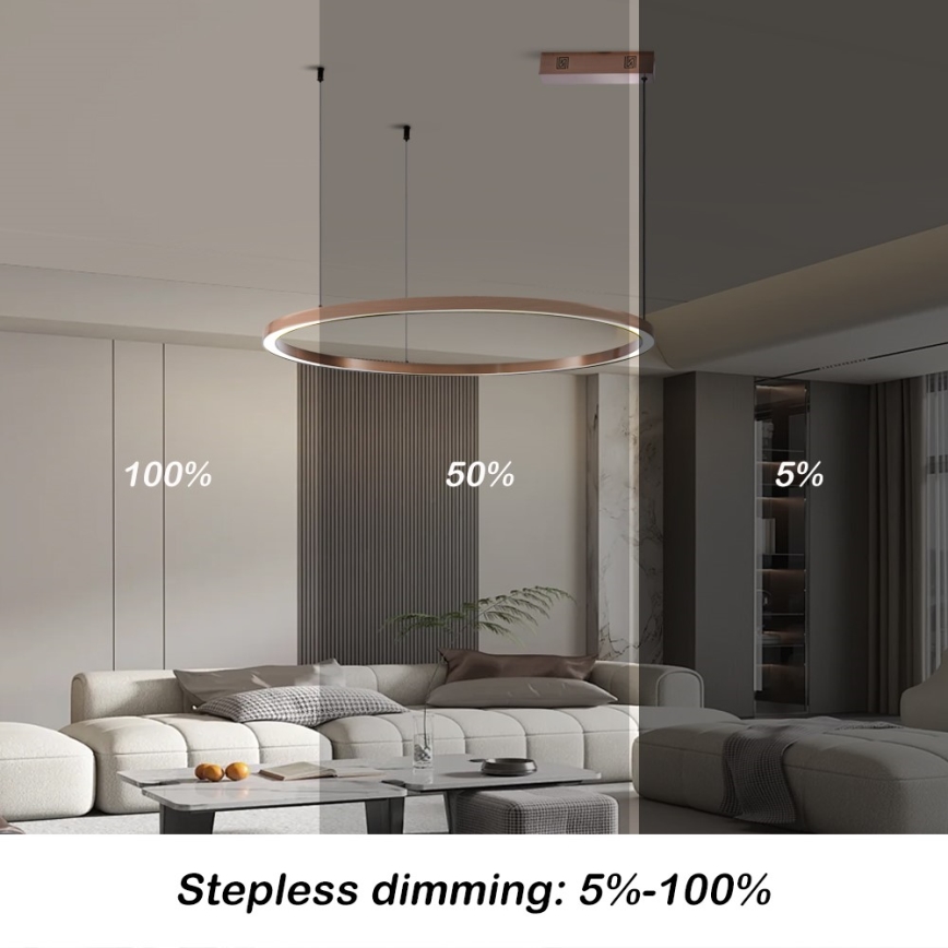 Immax NEO 07327L - lustra LED reglabilă suspendată pe cablu FINO LED/55W/230V 80 cm Tuya roz-auriu + telecomandă