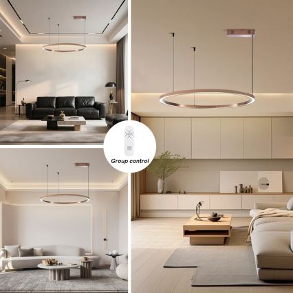 Immax NEO 07327L - lustra LED reglabilă suspendată pe cablu FINO LED/55W/230V 80 cm Tuya roz-auriu + telecomandă
