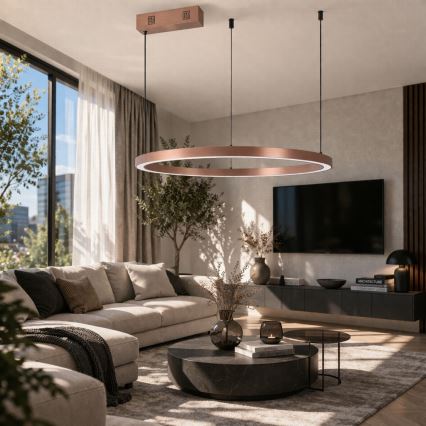 Immax NEO 07327L - lustra LED reglabilă suspendată pe cablu FINO LED/55W/230V 80 cm Tuya roz-auriu + telecomandă