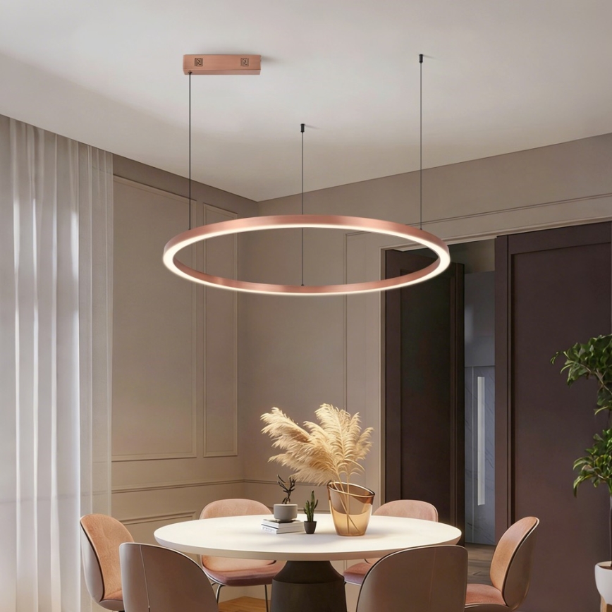 Immax NEO 07327L - lustra LED reglabilă suspendată pe cablu FINO LED/55W/230V 80 cm Tuya roz-auriu + telecomandă