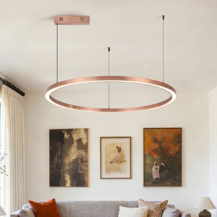 Immax NEO 07327L - lustra LED reglabilă suspendată pe cablu FINO LED/55W/230V 80 cm Tuya roz-auriu + telecomandă