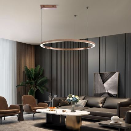 Immax NEO 07327L - lustra LED reglabilă suspendată pe cablu FINO LED/55W/230V 80 cm Tuya roz-auriu + telecomandă