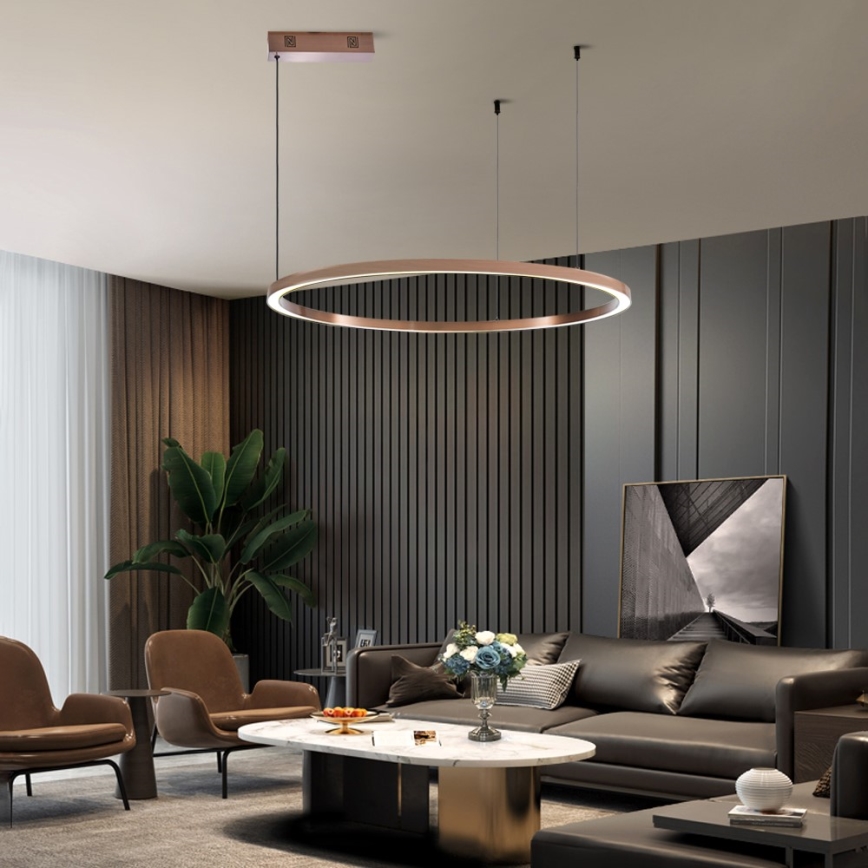 Immax NEO 07327L - lustra LED reglabilă suspendată pe cablu FINO LED/55W/230V 80 cm Tuya roz-auriu + telecomandă