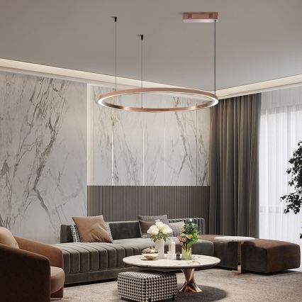 Immax NEO 07327L - lustra LED reglabilă suspendată pe cablu FINO LED/55W/230V 80 cm Tuya roz-auriu + telecomandă
