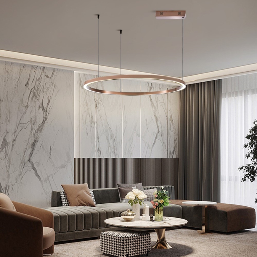 Immax NEO 07327L - lustra LED reglabilă suspendată pe cablu FINO LED/55W/230V 80 cm Tuya roz-auriu + telecomandă