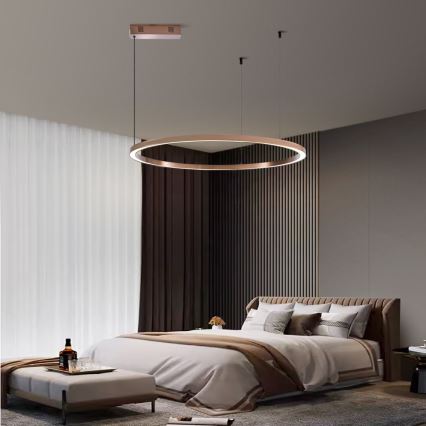 Immax NEO 07327L - lustra LED reglabilă suspendată pe cablu FINO LED/55W/230V 80 cm Tuya roz-auriu + telecomandă