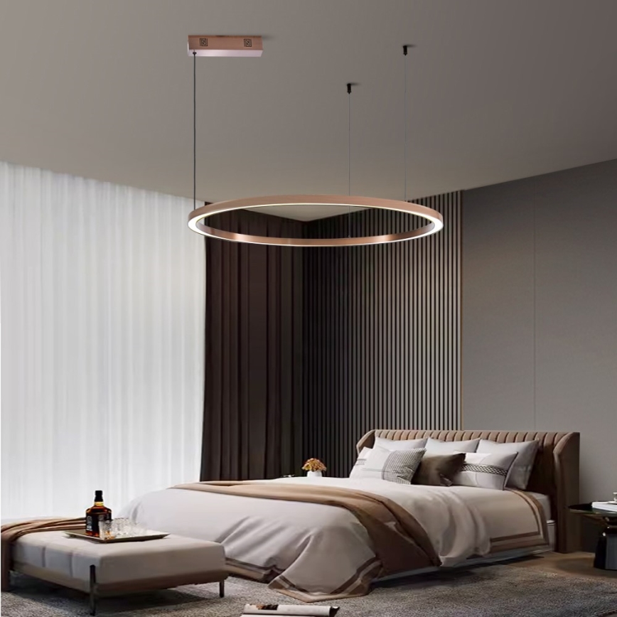 Immax NEO 07327L - lustra LED reglabilă suspendată pe cablu FINO LED/55W/230V 80 cm Tuya roz-auriu + telecomandă