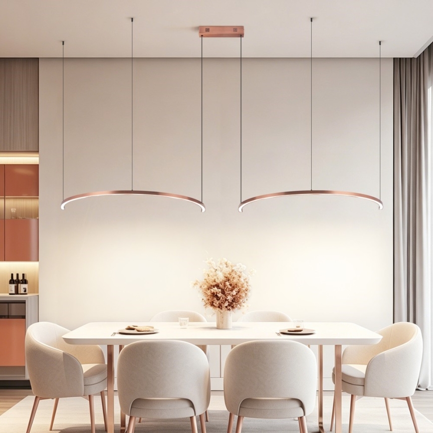 Immax NEO 07328L - Lustra LED dimabilă pe cablu FINO LED/72W/230V 120 cm Tuya roz auriu + telecomandă