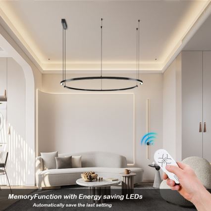 Immax NEO 07329L - Lustru LED dimabil pe cablu FINO LED/72W/230V 120 cm negru Tuya + telecomandă