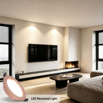 Immax NEO 07330L - Corp de iluminat LED încastrat reglabil DOWN LED/12W/230V Wi-Fi Tuya Ø 12 cm aur roz