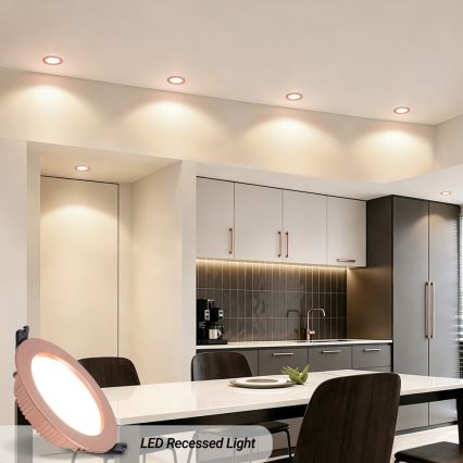 Immax NEO 07330L - Corp de iluminat LED încastrat reglabil DOWN LED/12W/230V Wi-Fi Tuya Ø 12 cm aur roz
