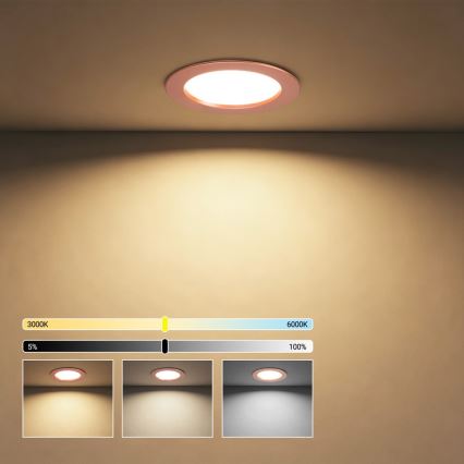 Immax NEO 07330L - Corp de iluminat LED încastrat reglabil DOWN LED/12W/230V Wi-Fi Tuya Ø 12 cm aur roz