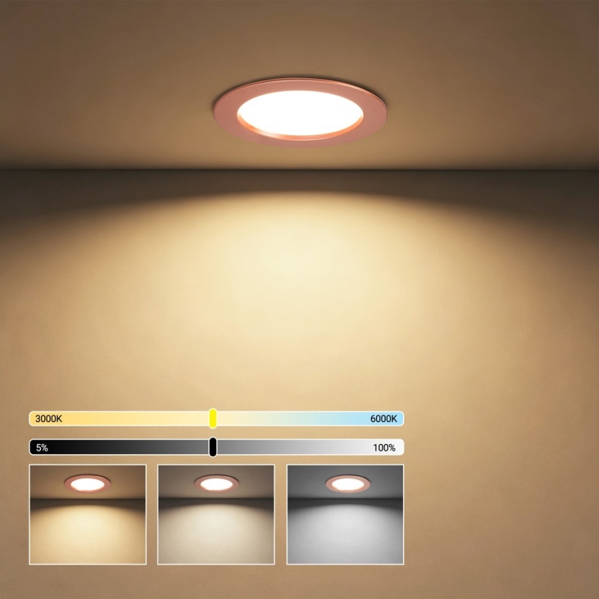 Immax NEO 07330L - Corp de iluminat LED încastrat reglabil DOWN LED/12W/230V Wi-Fi Tuya Ø 12 cm aur roz