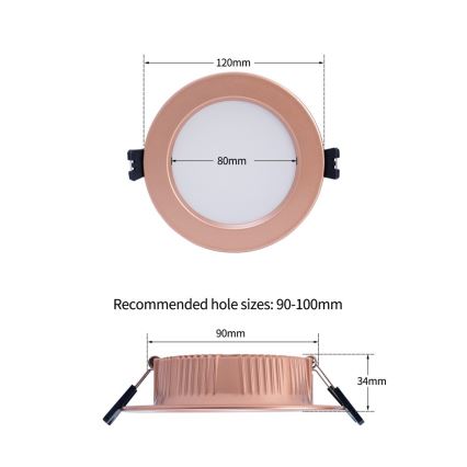 Immax NEO 07330L - Corp de iluminat LED încastrat reglabil DOWN LED/12W/230V Wi-Fi Tuya Ø 12 cm aur roz