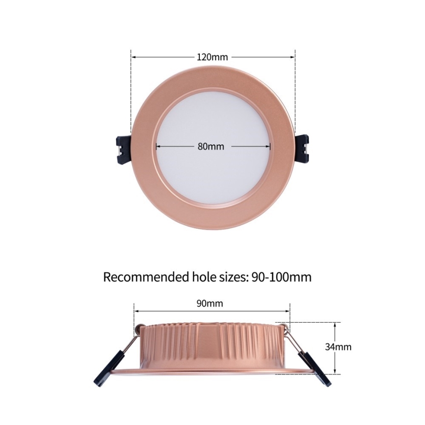 Immax NEO 07330L - Corp de iluminat LED încastrat reglabil DOWN LED/12W/230V Wi-Fi Tuya Ø 12 cm aur roz